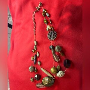 Chico's Gold and Brown Beaded Necklace